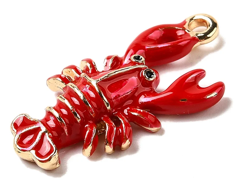 Breloque émaillée homard rouge et doré