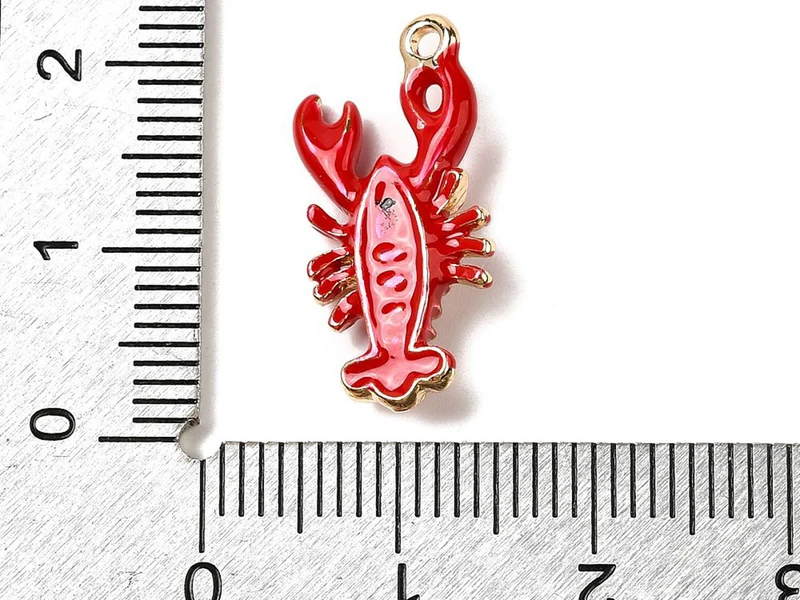 Breloque émaillée homard rouge et doré
