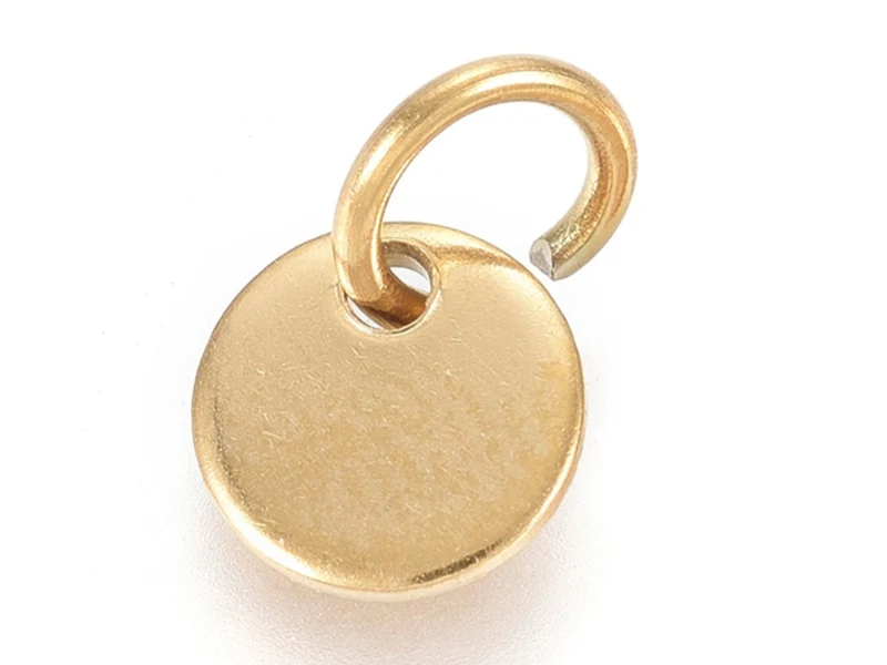 Breloque disque rond à graver en acier doré – 6 mm