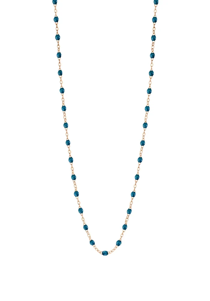 Collier Classique Gigi Or Rose Et Résines Jungle 50cm