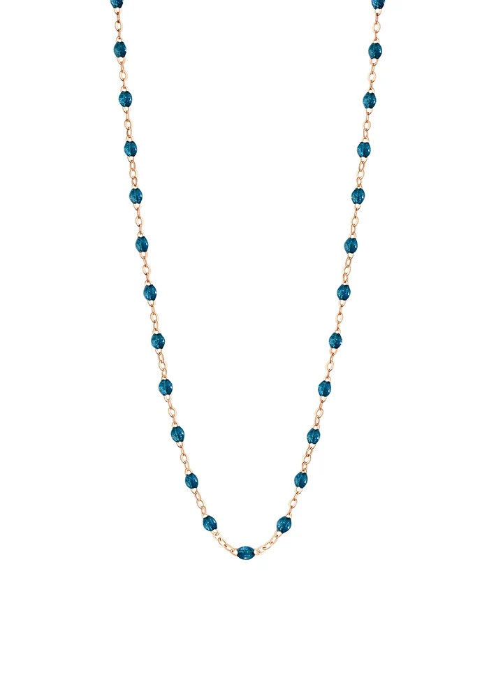 Collier Classique Gigi Or Rose Et Résines Jungle 42 cm
