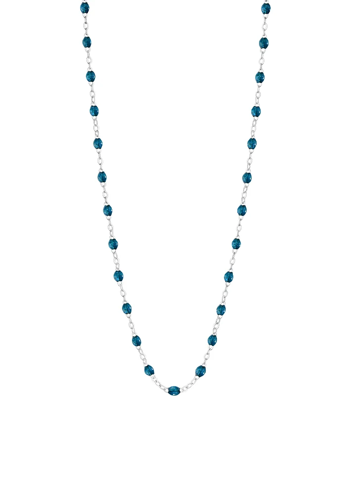 Collier Classique Gigi Or Blanc Et Résines Jungle 42 cm