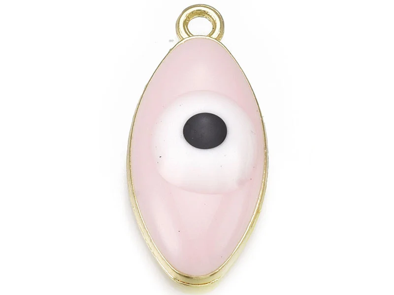 Pendentif émaillé œil ovale - Rose pâle