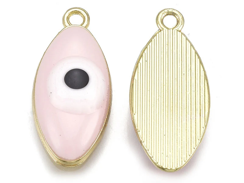 Pendentif émaillé œil ovale - Rose pâle