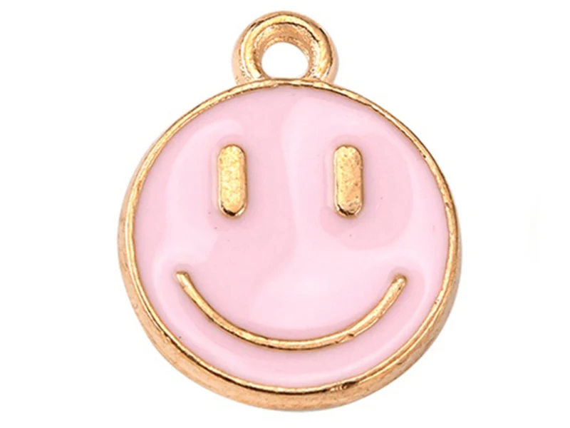 Breloque émaillée sourire - Rose pâle
