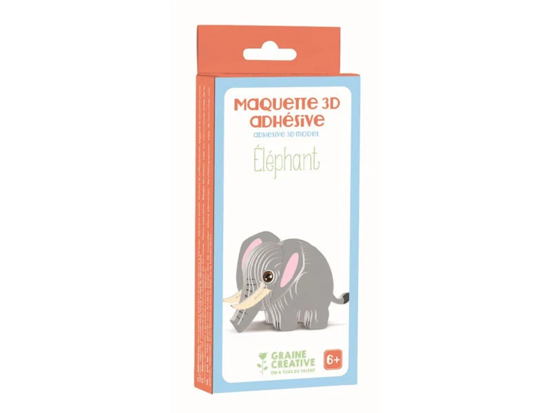 Maquette adhésive en carton 3D - Éléphant