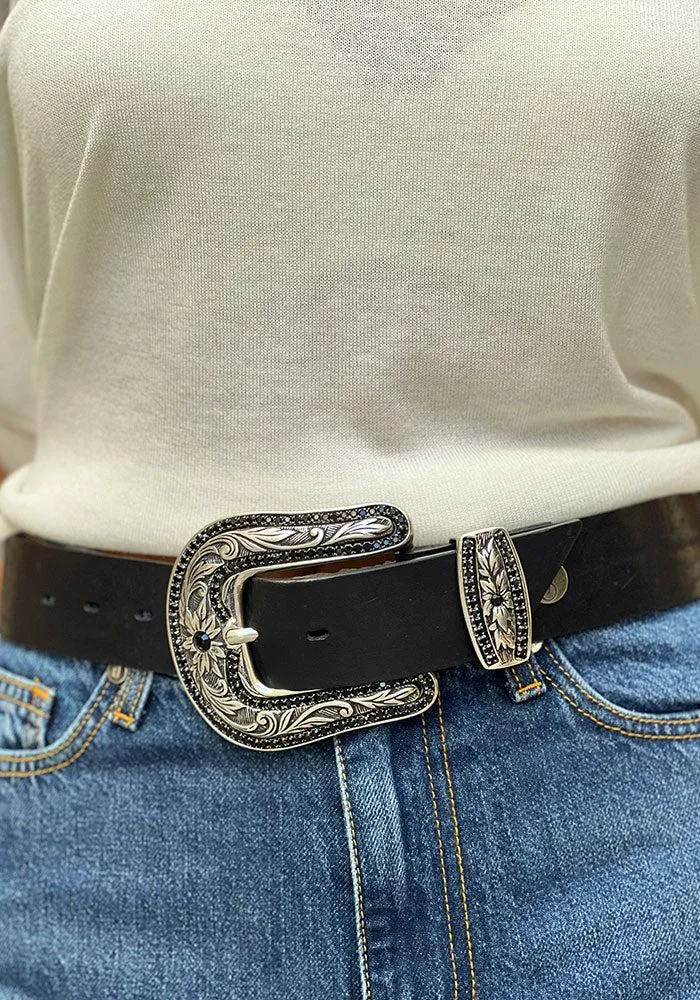Tige De Ceinture Cuir Preto Noire