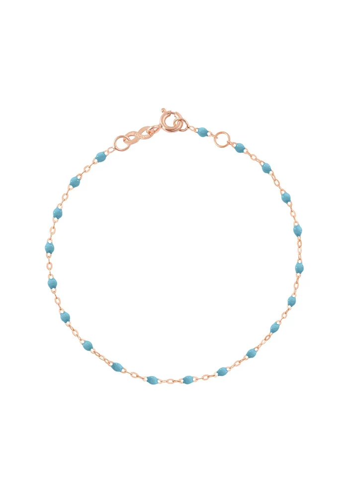 Bracelet Classique Gigi Or Rose Et Résines Turquoise 17cm