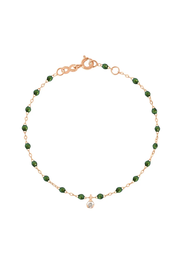 Bracelet Gigi Suprême Or Rose Diamant Et Résines Scarabée 17cm