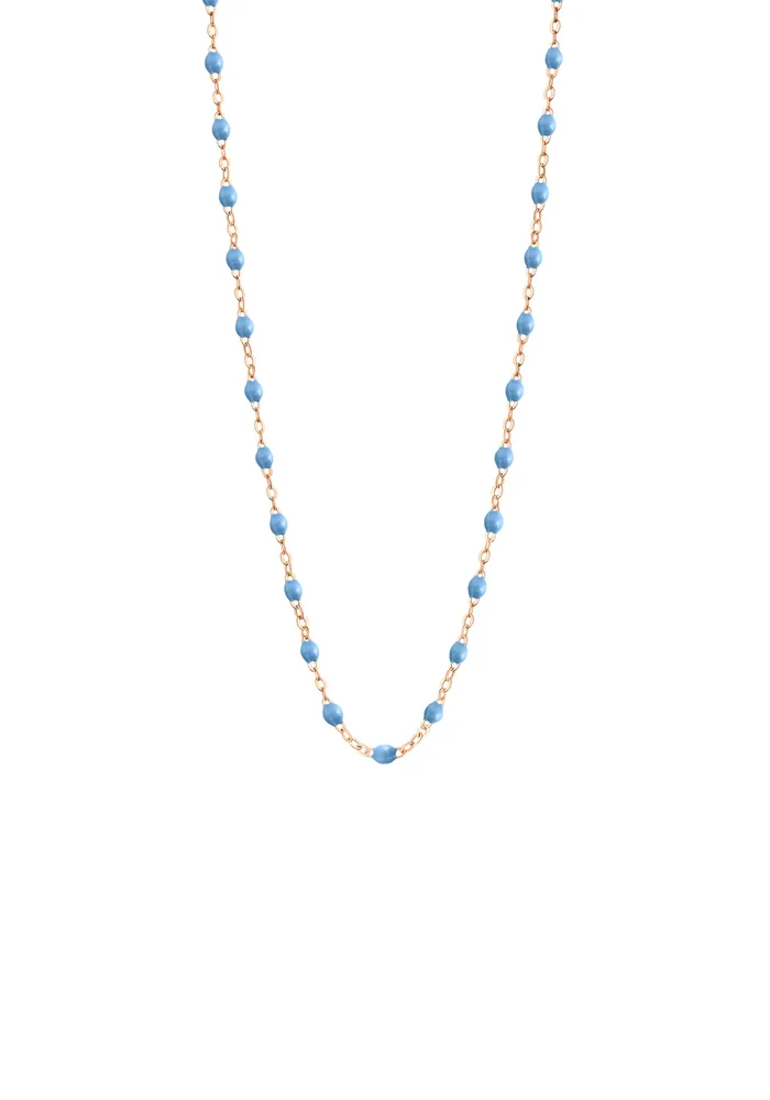 Collier Classique Gigi Or Rose Et Résines Ciel 42cm