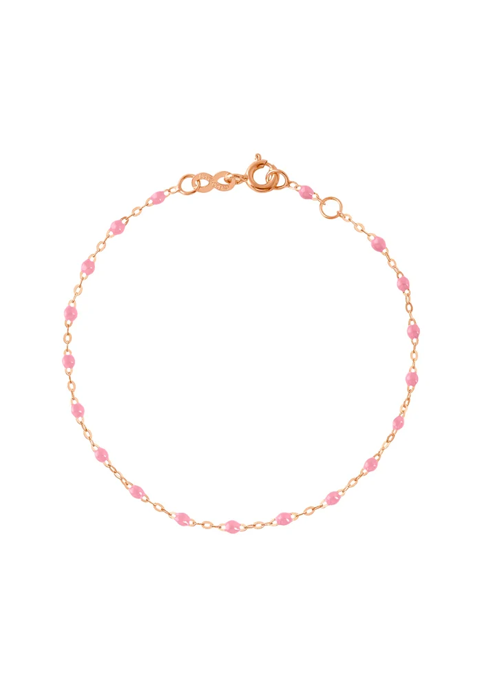 Bracelet Classique Gigi Or Rose Et Résines Fuchsia 17cm
