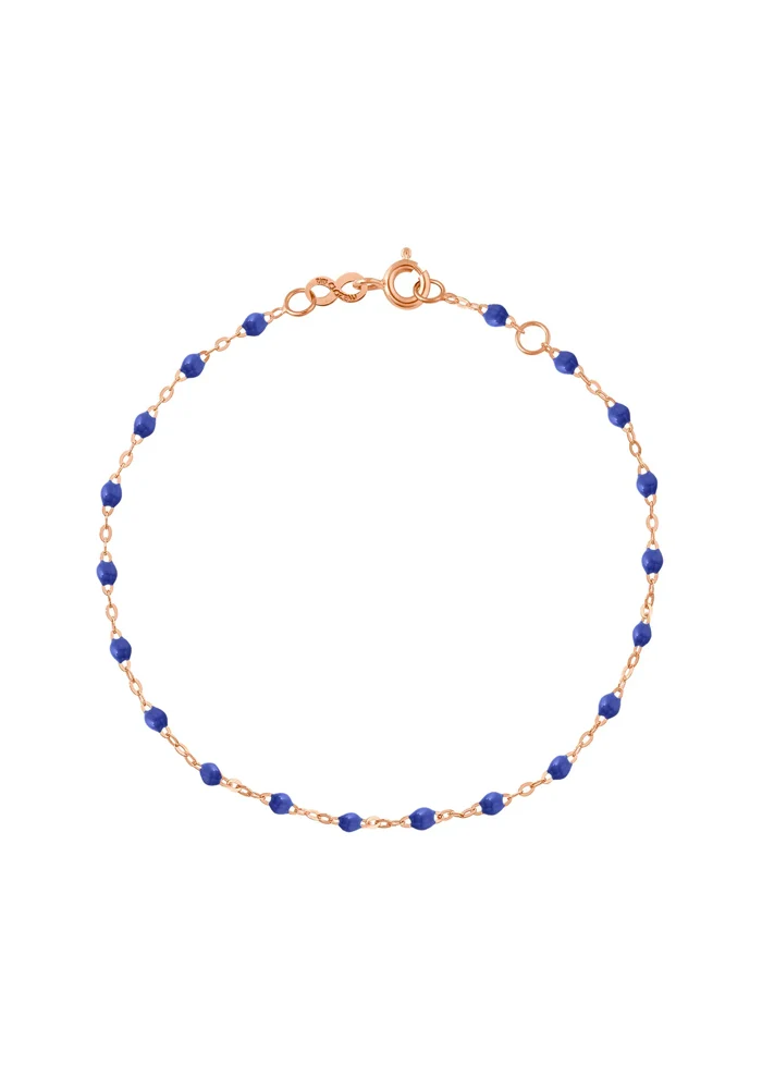 Bracelet Classique Gigi Or Rose Et Résines Bleuet 17cm