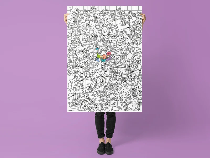 Poster géant à colorier - KITTY - OMY