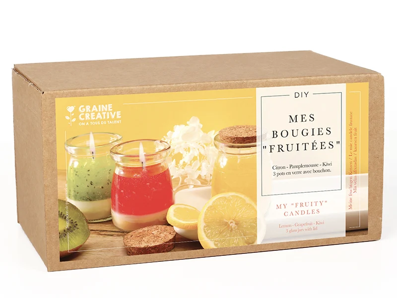 Coffret kit DIY bougies fruitées 3 designs Graine Creative