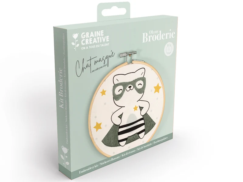Kit broderie partielle - Chat masqué (Débutant)