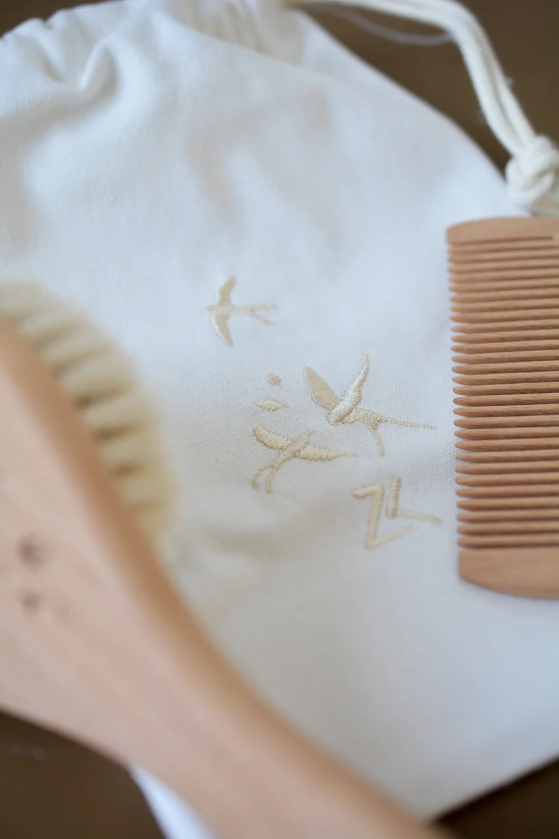 Set de brosse & peigne "Hirondelles" - Zakuw