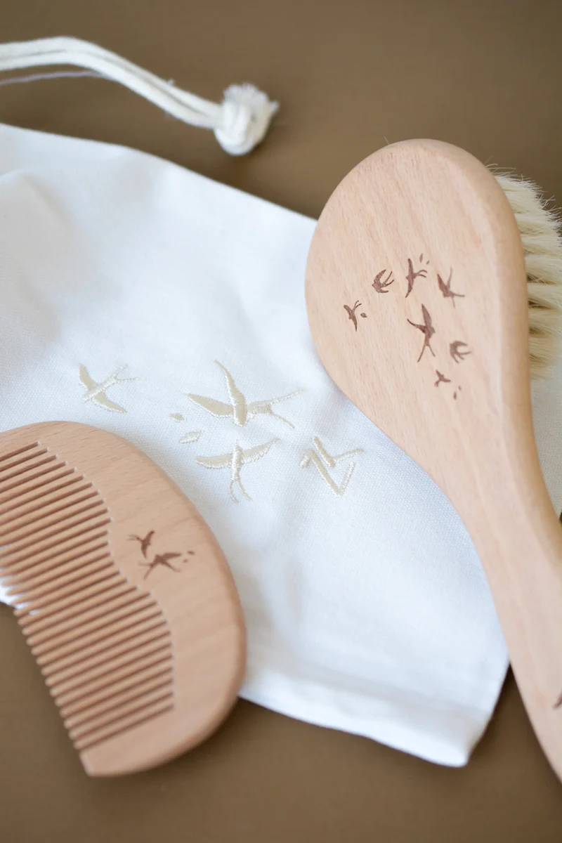 Set de brosse & peigne "Hirondelles" - Zakuw