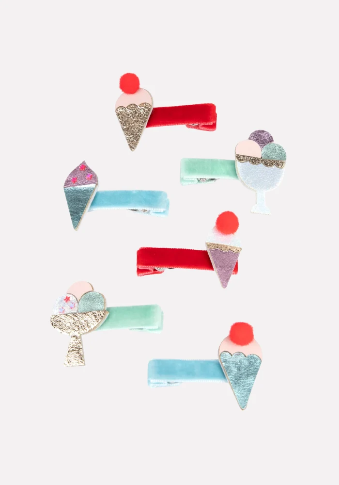 Set De 6 Barrettes Cornet De Glace