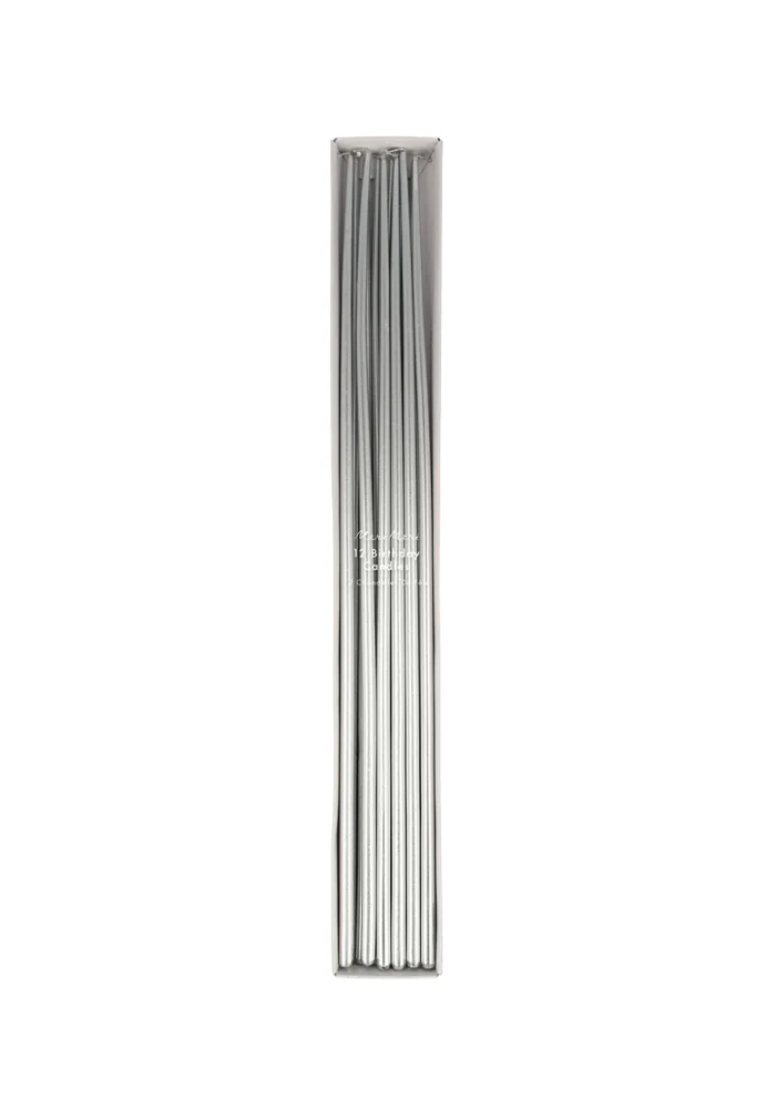 Boite De 12 Bougies Cierges Xl 38,1cm Argentees