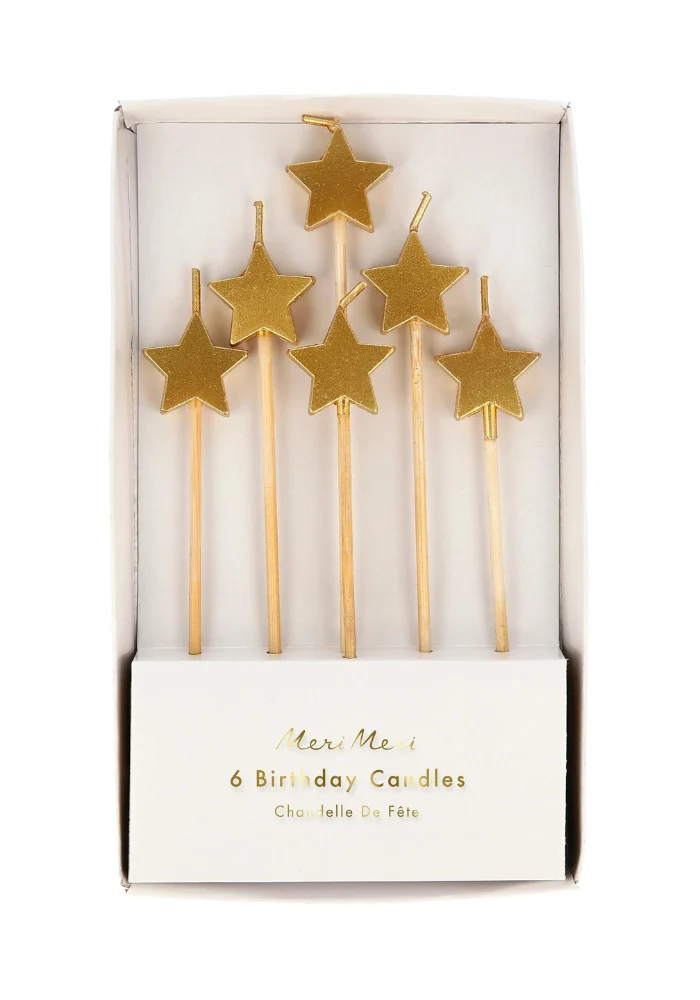 Boite De 6 Bougies Etoiles Dorées
