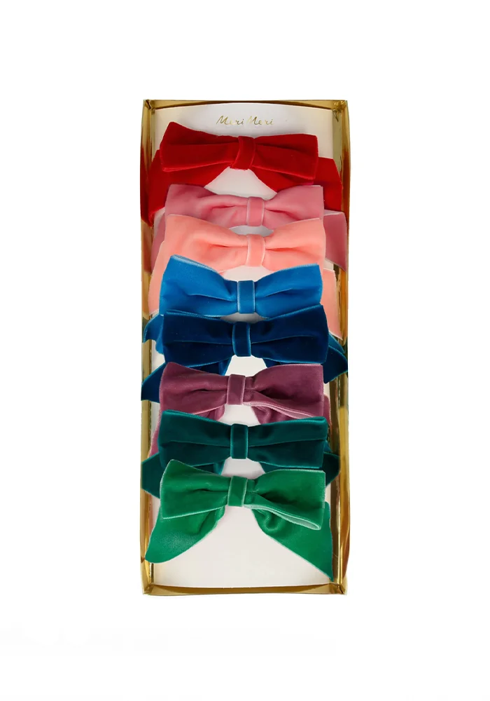 Lot De 8 Barrettes Noeud En Velours