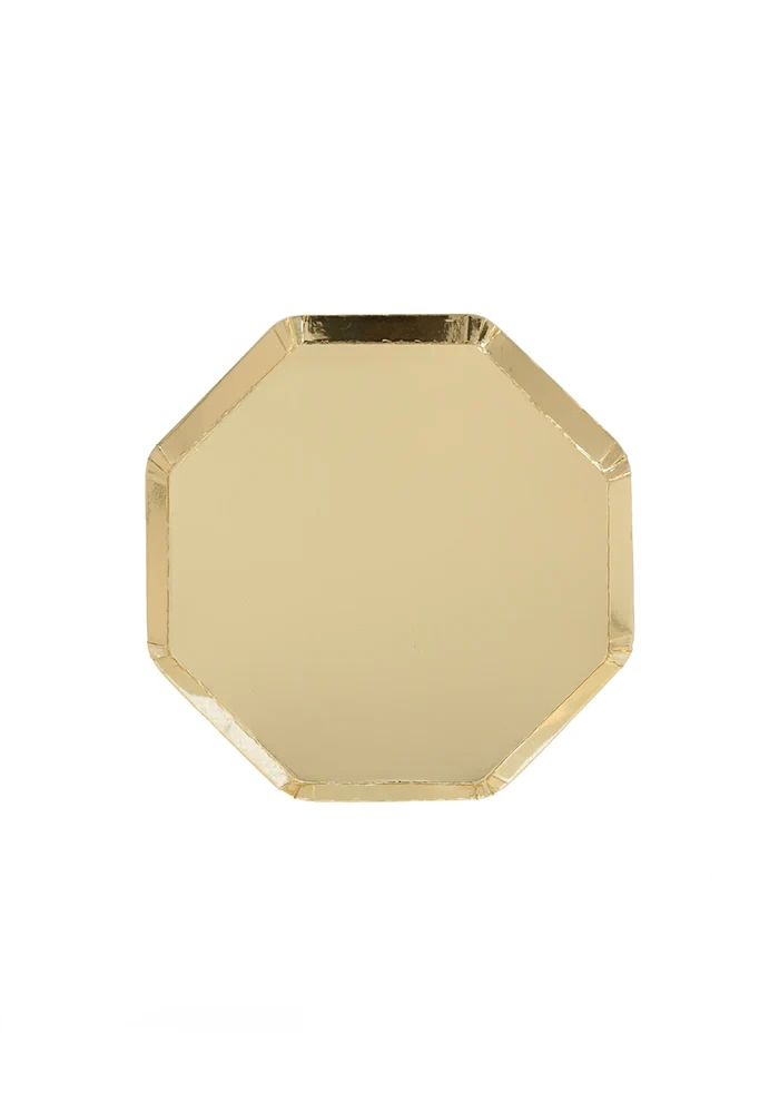 8 Assiettes Dorées Octogonale Petit Modèle