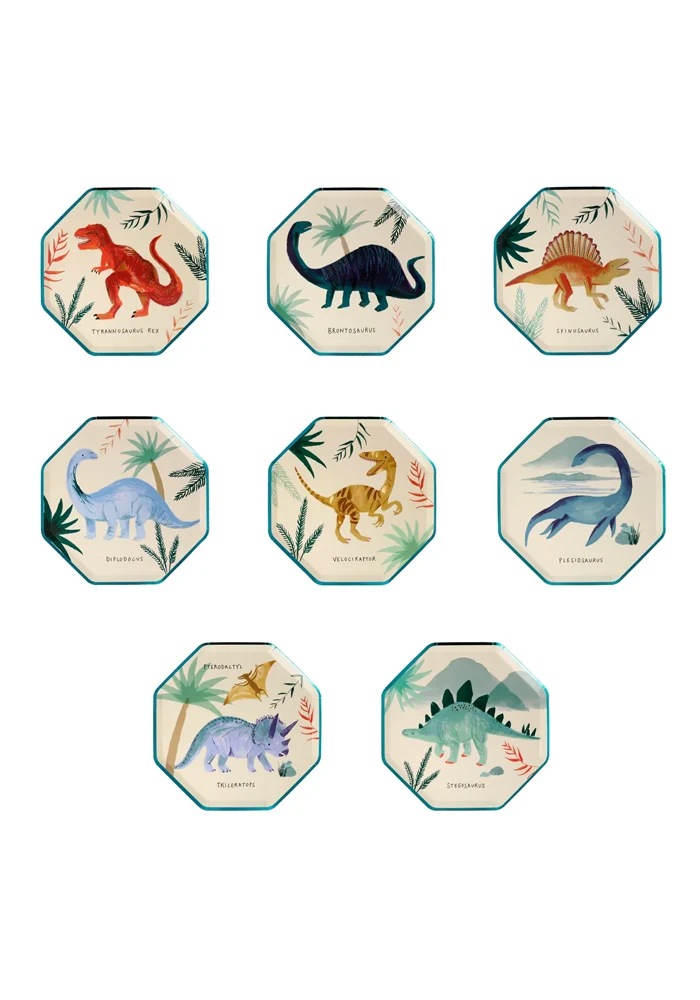 Lot De 8 Assiettes Dinosaures Petit Modèle