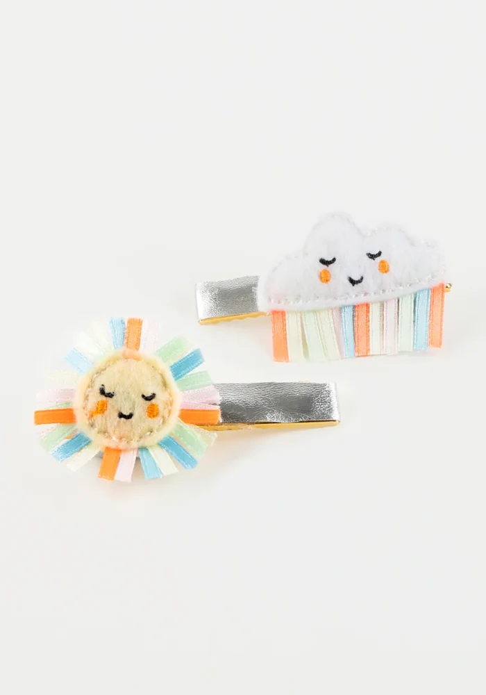 Barrettes Soleil Et Nuages Multicolores