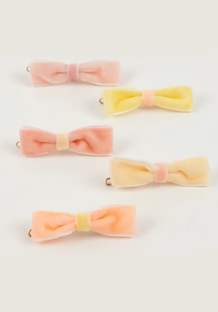 Lot De 10 Barrettes Mini Noeuds Velours Pastel