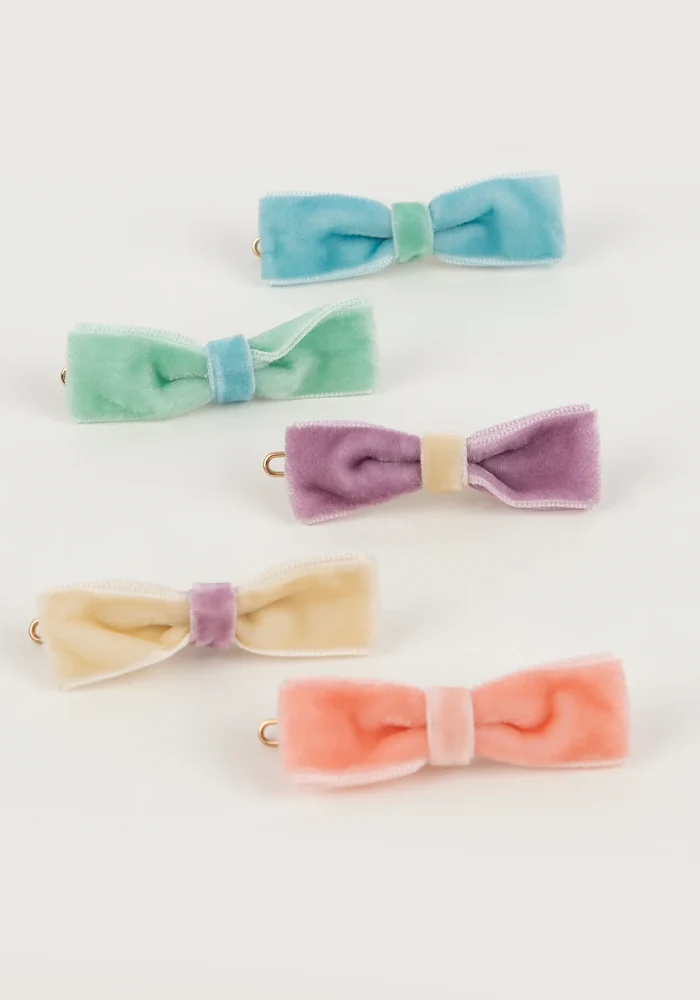 Lot De 10 Barrettes Mini Noeuds Velours Pastel