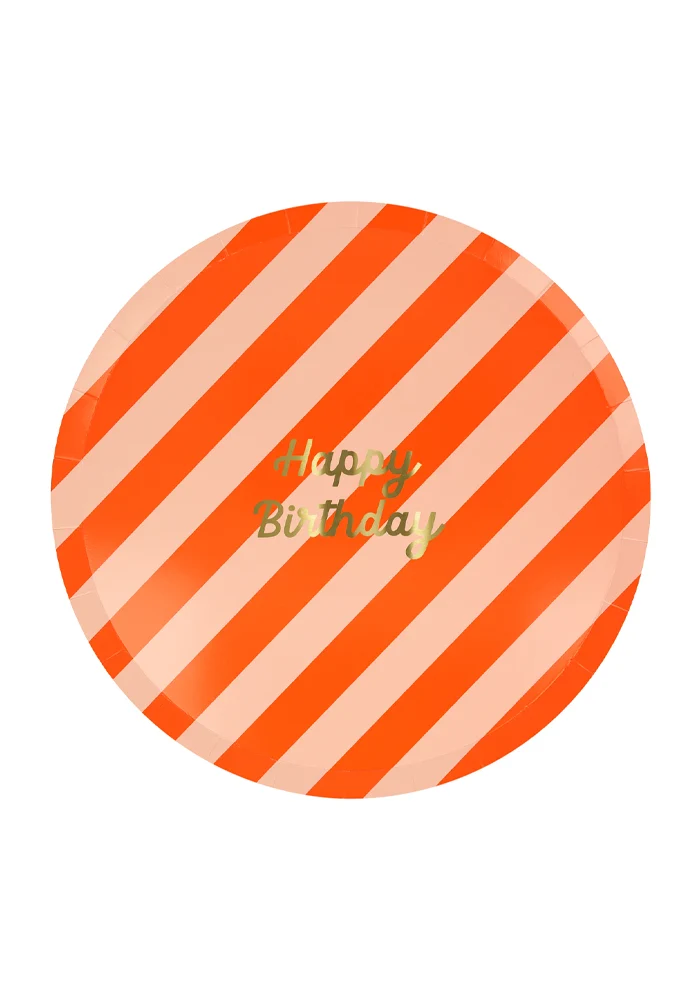 Lot de 8 Assiettes Happy Birthday Grand Modèle
