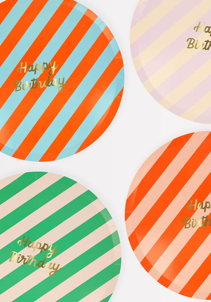 Lot de 8 Assiettes Happy Birthday Grand Modèle