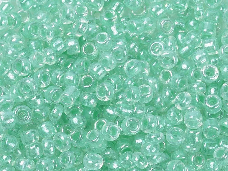 Perles de rocailles en tube - Lustre vert - 2 mm