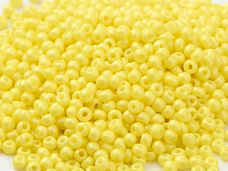Perles de rocailles en tube - Jaune poussin - 2 mm