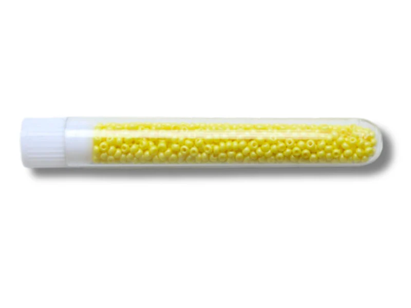 Perles de rocailles en tube - Jaune poussin - 2 mm