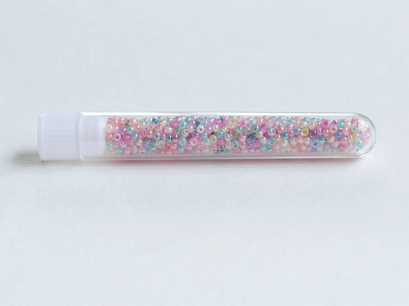 Perles de rocailles nacrées en tube - Mélange arc-en-ciel pastel - 2 mm
