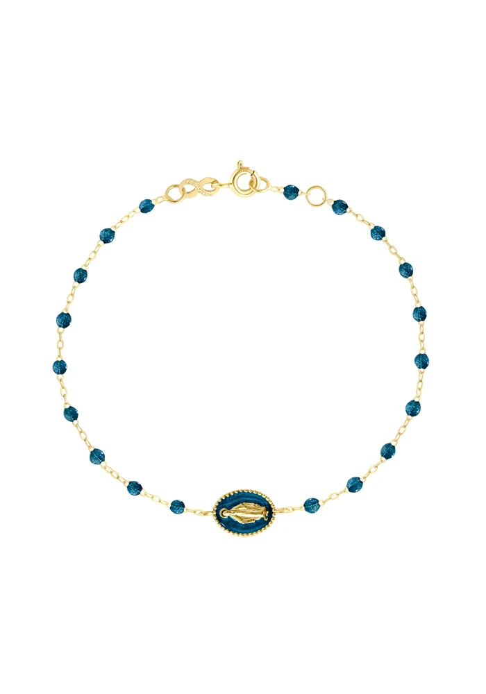Bracelet Madone Résinée Or Jaune Et Résines Jungle 17cm
