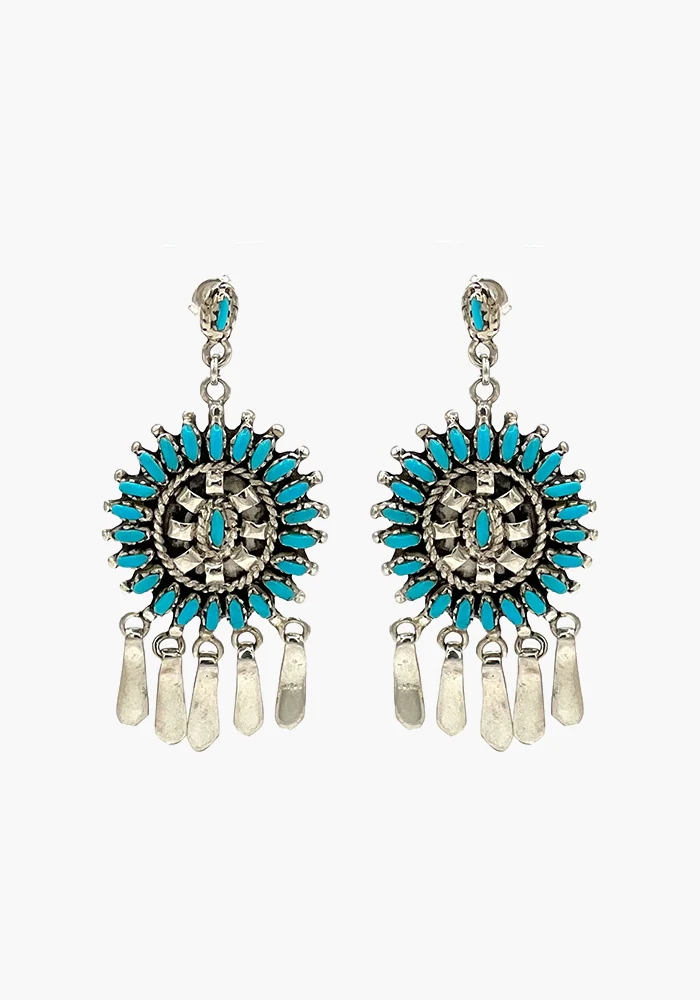 Boucles D'Oreilles Fleur Et Pampilles
