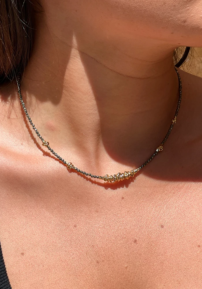 Collier Sharon Plaqué Or Et Pyrites