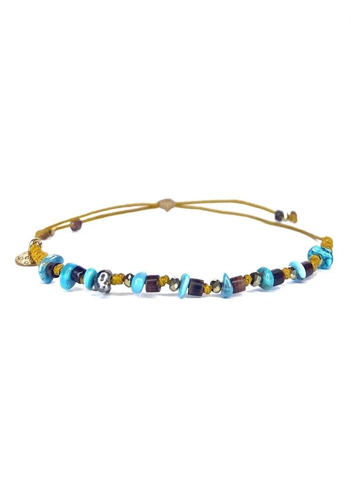 Bracelet Turquoise Coquillage Pyrite Keshi