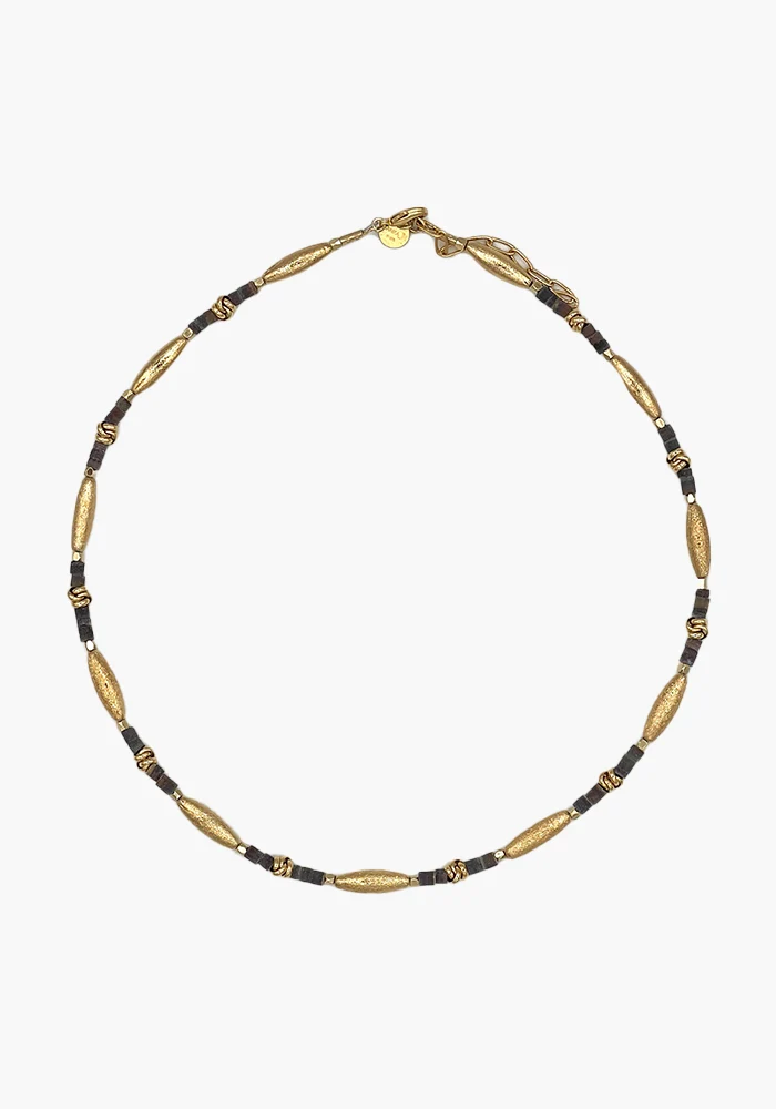 Chocker Prism Plaqué Or Et Coquillage Gris
