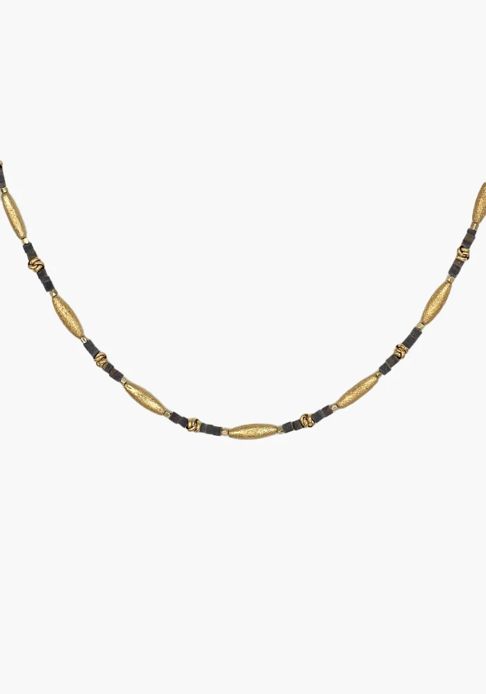 Chocker Prism Plaqué Or Et Coquillage Gris