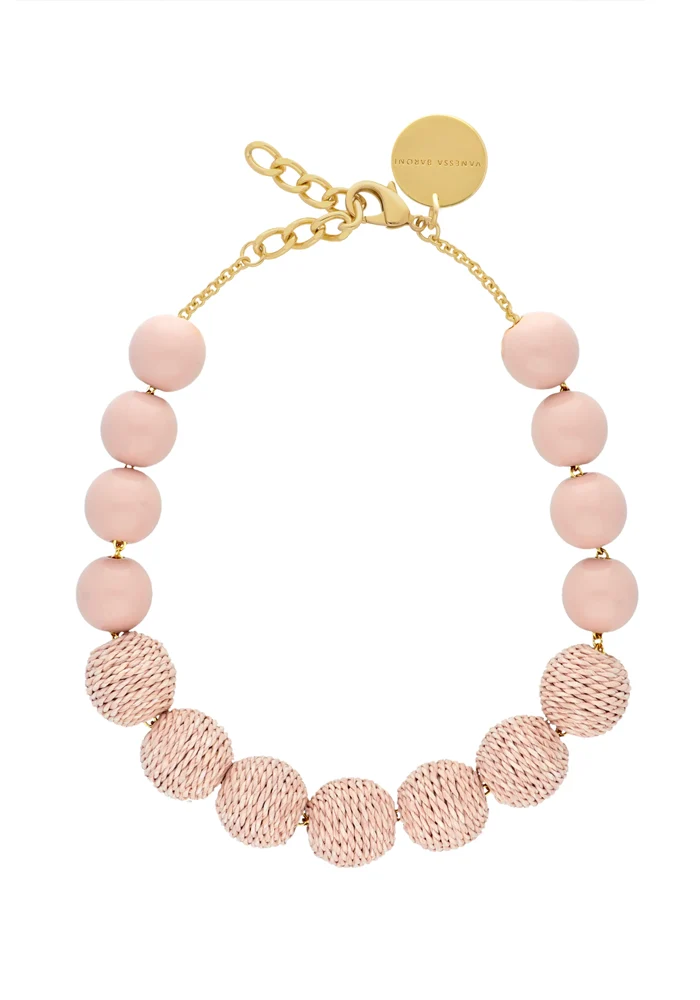 Collier Raffia Beads Peach