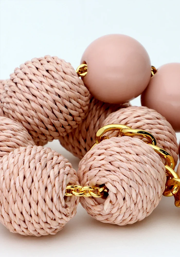 Collier Raffia Beads Peach