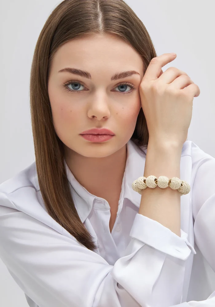 Bracelet Raffia Small Beads Sand