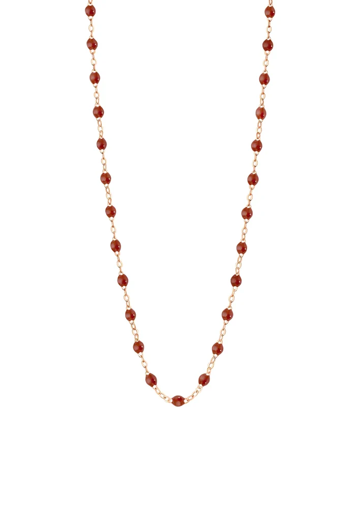 Collier Classique Gigi Or Rose Et Résine Moka 42 cm