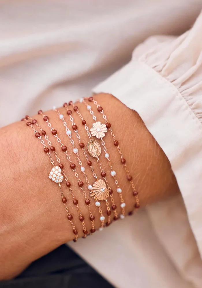 Bracelet Classique Gigi Or Rose Et Résines Moka 17cm