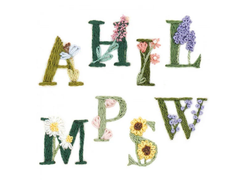 KIT DE BRODERIE ALPHABET FLORAL COLORFUL- RICO DESIGN