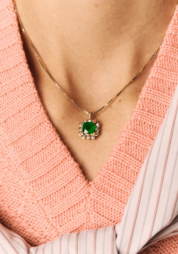 Collier Robin Calcédoine Vert