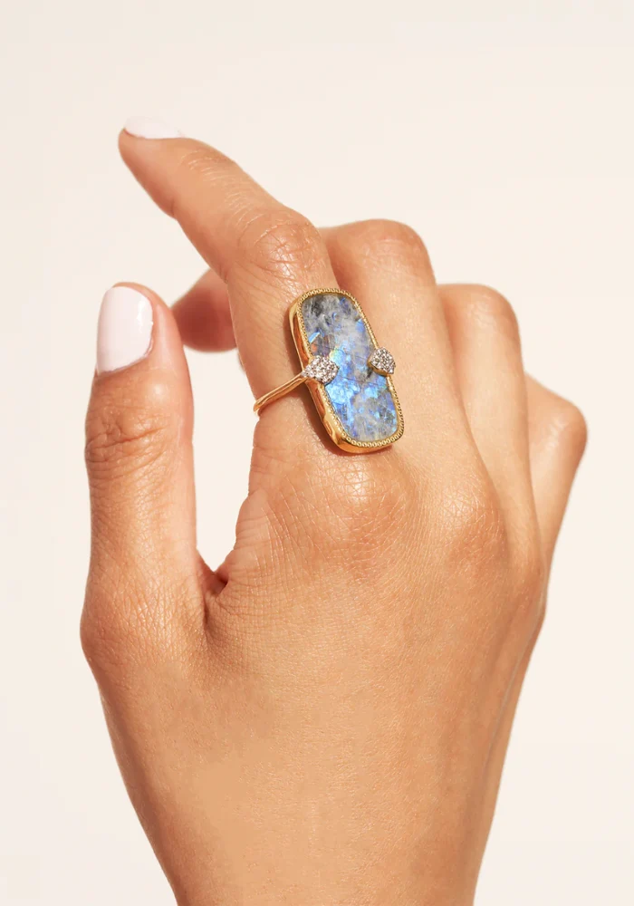 Bague Sangha Onyx Et Pierre de Lune